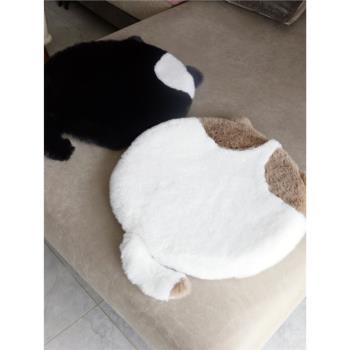 倚澳白兔毛絨坐墊可愛貓形加厚卡通坐椅墊長毛柔軟黑色寵物墊防滑