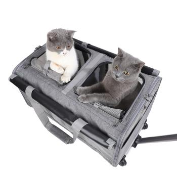貓包外出便攜大容量兩只貓咪籠子兩廂行李箱狗背包雙貓寵物拉桿箱