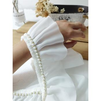 雪紡珠子白色洛麗塔領子服裝裙邊下擺蕾絲花邊輔料手工diy裝飾