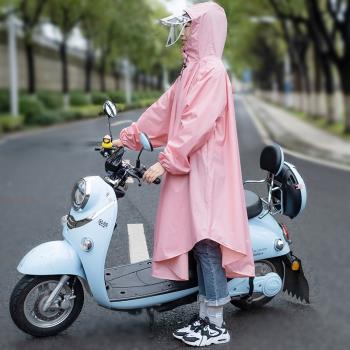 電動車電瓶車自行車雨披帶袖子單人女士雨衣長款全身防暴雨雙帽檐