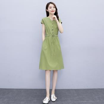 棉麻連衣裙夏季2023新款女裝洋氣質高端中年媽媽苧麻亞麻文藝裙子