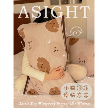 可愛狗狗紗布枕巾全棉女枕頭毛巾卡通高階家用吸水吸汗透氣單人