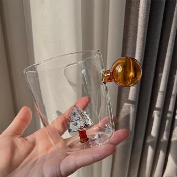 定意大利小眾立體卡通兔熊新年許愿樹玻璃杯高顏值女水杯情侶禮物