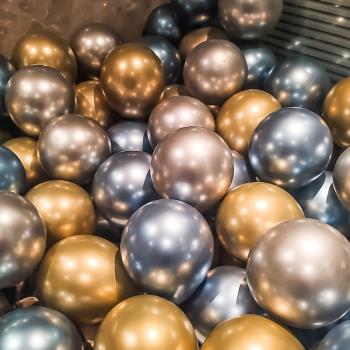 黑金色金屬氣球場景布置表白銀色加厚防爆派對裝扮開業周年慶商場