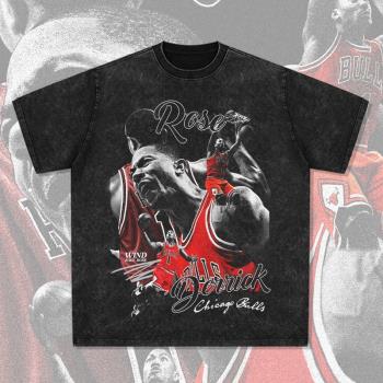 BC德里克羅斯Derrick Rose印花街頭籃球長袖短袖水洗做舊重磅T恤