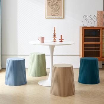 北歐創意塑料凳子加厚成人家用客廳矮凳網紅餐凳現代簡約圓凳