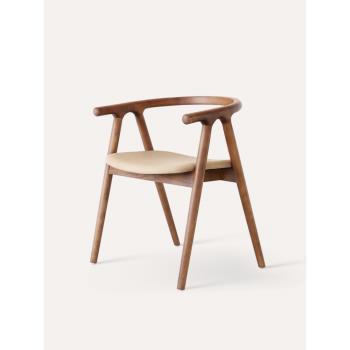 日式北歐設計感餐椅白蠟木實木簡約設計師椅子ins侘寂風格椅子