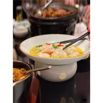 酒店創意明爐蠟燭加熱爐保溫菜盤陶瓷盤子餐廳餐具飯店幹鍋小火鍋
