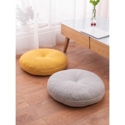 棉麻蒲團坐墊圓形加厚北歐客廳地上日式榻榻米坐墩飄窗墊子可拆洗
