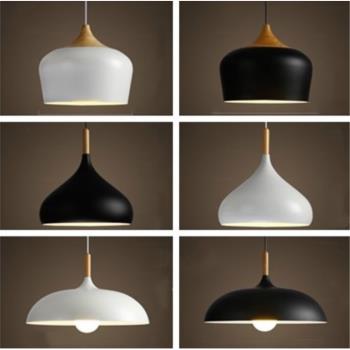 北歐吊燈創意個性單頭簡約現代LED餐飲吧臺飯廳書房鐵藝鍋蓋燈罩