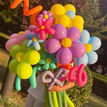 260長條氣球野餐擺攤花束花朵汽球派對生日裝飾場景布置拍照道具