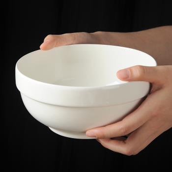 4英寸8英寸陶瓷純白色米飯碗家用小號湯碗面碗吃飯純白陶瓷護邊碗