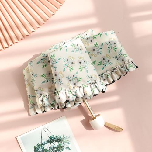 復古太陽傘晴雨兩用女小清新高顏值黑膠折疊傘超輕防曬全自動雨傘