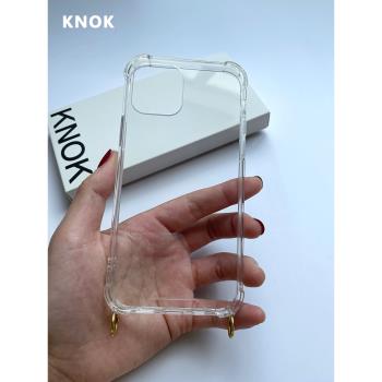 knok背帶掛繩可替換透明手機殼適用蘋果iPhone16 Pro Max/15/14/13//12簡約斜挎式防丟防摔掛鉤保護套xs高階