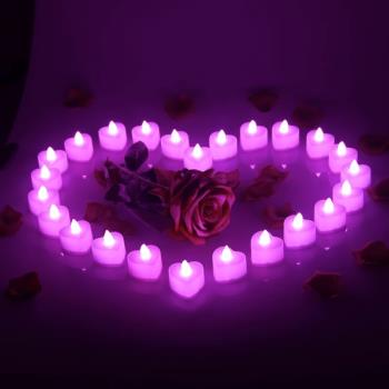 LED電子蠟燭燈浪漫求婚創意布置用品生日心形場景道具裝飾情人節