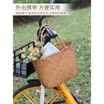 Kens新款草編手提包文藝範出遊手工編織包百搭菜籃子拍照道具