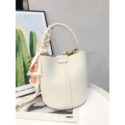 子母包包女2024冬季新款荔枝紋水桶包手提包真皮絲巾單肩斜挎包