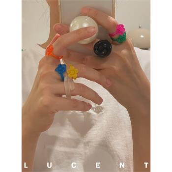 lucentstudio自制ins彩色亞克力小花be@ams同款y2k風格戒指指環