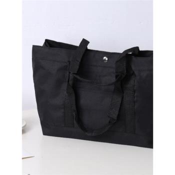 出口日本原單簡約帆布袋黑色學生便當包書包補習袋包中包手提袋