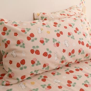 莓莓兔48x74雙層紗全棉純棉枕套一對裝30x50兒童枕頭套單個40x60