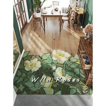 皮革復古輕奢地毯油畫可裁剪進門地墊入戶門墊pvc可擦免洗腳墊