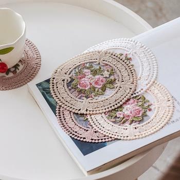 回饋款韓國復古蕾絲刺繡花杯墊ins網紅拍攝道具咖啡杯茶杯墊子
