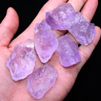 如鴻天然紫水晶原石擺件透礦石毛料魚缸裝飾石頭擴香石兒童寶石