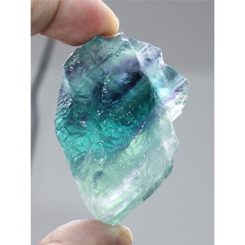 易晶緣天然天藍彩色螢石原石綠色礦石水晶石頭兒童魚缸裝飾小擺件