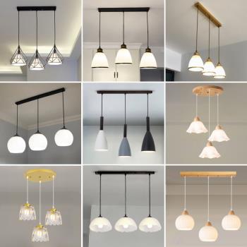 北歐鉆石餐廳吊燈三頭現代簡約吧臺燈具創意個性圓形咖啡廳餐廳燈