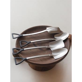 日式創意鐵楸勺 304不銹鋼可愛復古勺子甜品勺挖西瓜勺工兵鏟勺