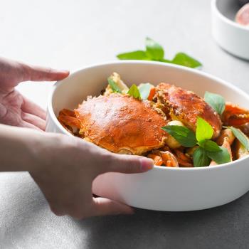 一亨深盤陶瓷盤子日式菜盤家用沙拉盤大號湯盤干鍋直身碗海鮮餐盤