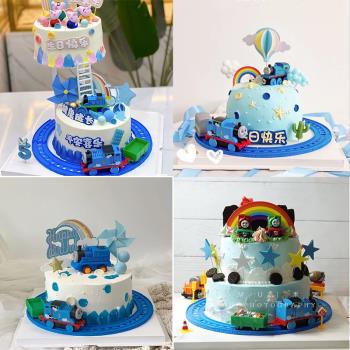 兒童生日情景蛋糕裝飾插件派對寶寶圓形軌道可愛小火車模型擺件