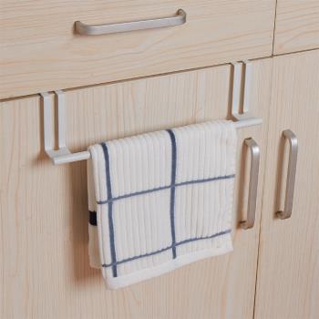 鐵藝櫥柜門抹布架掛架免釘 廚房浴室單桿門背式毛巾架