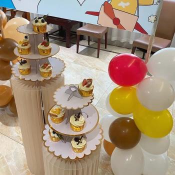 甜品臺展示架一次性蛋糕架三層點心架托盤生日裝飾糕點擺臺布置