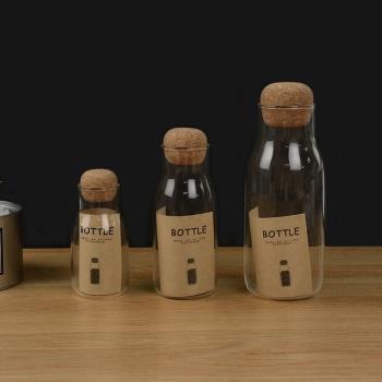 日式軟木塞玻璃瓶 透明密封罐儲物瓶茶葉罐咖啡罐家用 收納儲物罐