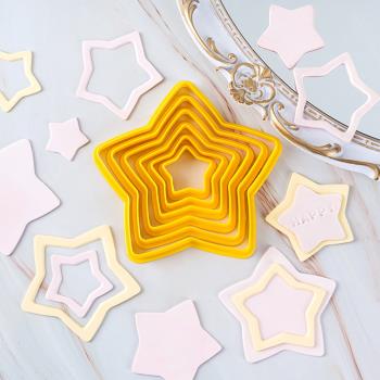 五角星造型翻糖切模蛋糕裝飾擺件星星立體印花餅干壓模烘焙模具