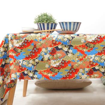 桌布全棉日式燙金和風純棉茶幾餐桌臺式蓋布古風日系印花裝飾花布