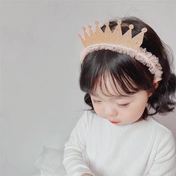 兒童寶寶周歲女孩生日頭飾公主皇冠發箍帽拍照氛圍感道具女童2歲