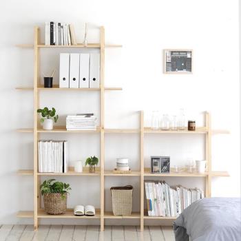 現代簡易多層實木置物架落地書架三層五層書柜客廳臥室陽臺收納架