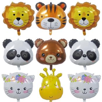 新款萌版動物頭氣球長頸鹿老虎獅子大熊貓小花貓熊幼兒園裝飾氣球