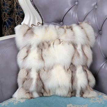 狐貍毛抱枕含芯長毛絨客廳皮草沙發靠墊現代簡約高檔輕奢歐式靠枕