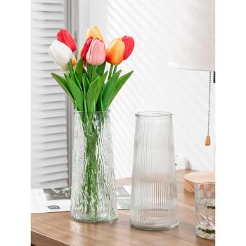 居家家花瓶擺件客廳插花桌面大號創意水培鮮花百合ins透明玻璃瓶