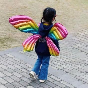 天使蝴蝶翅膀氣球兒童男女寶寶生日裝飾主題派對拍照道具裝飾彩色