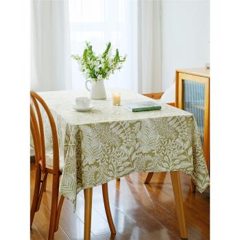 美式小清新防水防油桌布植物花卉ins復古布藝餐桌茶幾臺布高級感