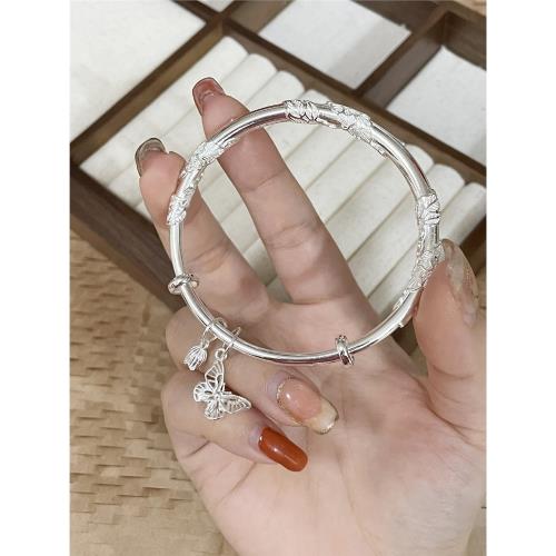 足銀9999純銀手鐲子國風小眾氣質繞花絲蝴蝶手鐲女生日情人節禮物
