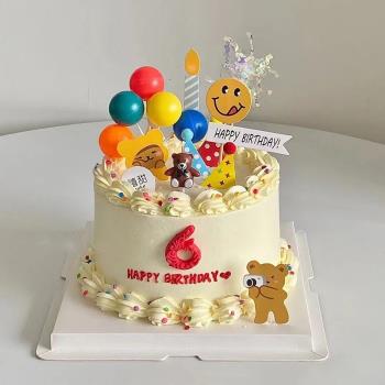 小熊蠟燭塑料寶寶周歲生日蛋糕