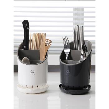 多功能筷子置物架瀝水放餐具簍收納盒籠家用筷筒廚房桶裝勺子防霉