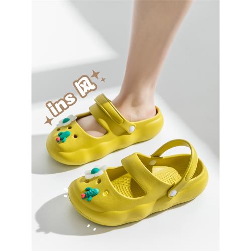 洞洞鞋女夏季潮流網紅2025新款戶外穿軟底沙灘包頭涼拖半拖鞋女款