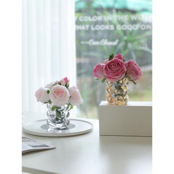 ins保濕玫瑰花束仿真花假花永生花擺件 客廳餐桌茶幾桌面花藝裝飾