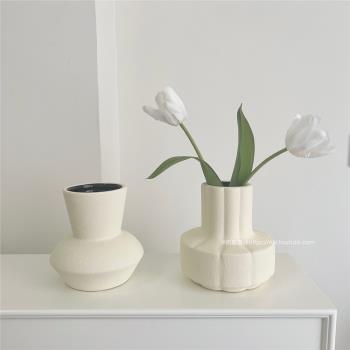 ins風北歐簡約廣口陶瓷花瓶擺件鮮花干花水培插花器客廳家居裝飾